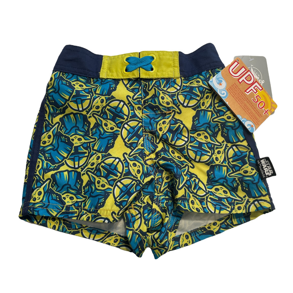 Disney Yoda Boys Swim Trunks Star Wars The Mandalorian Swimsuit Shorts Size 2